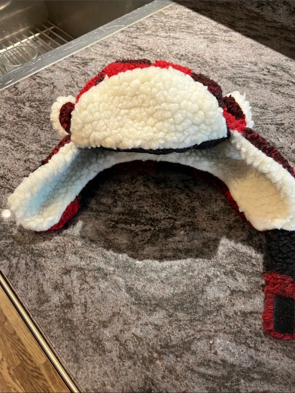 Buffalo Plaid Sherpa Trapper Hat with Cream Lining